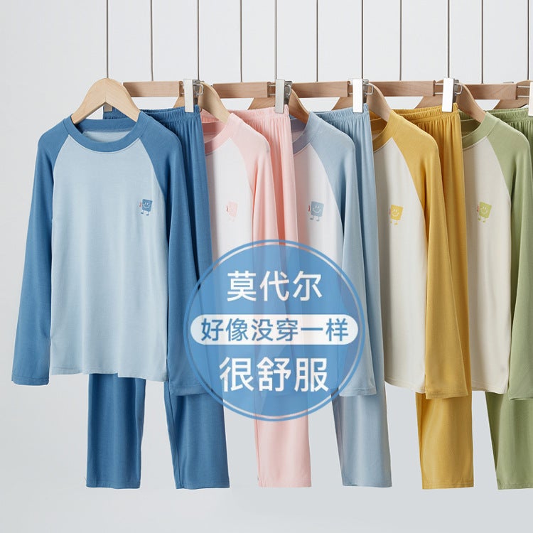 Children'S Home Clothes Modal Long Sleeve Trousers Pajamas Suit Boys And Girls Shoulder Cooler Air-Conditioning Clothes - Image 2